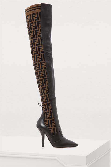 black boots fendi|thigh high fendi boots.